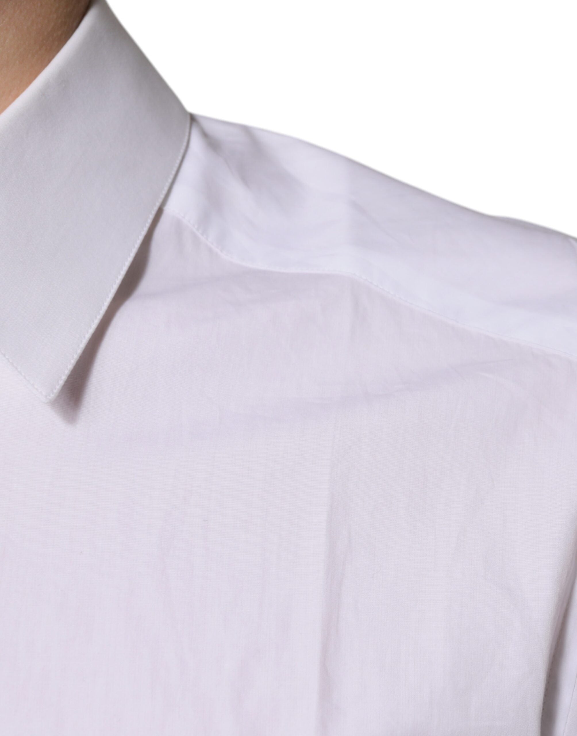 Dolce & Gabbana White cotton shirt with long sleeves GOLD